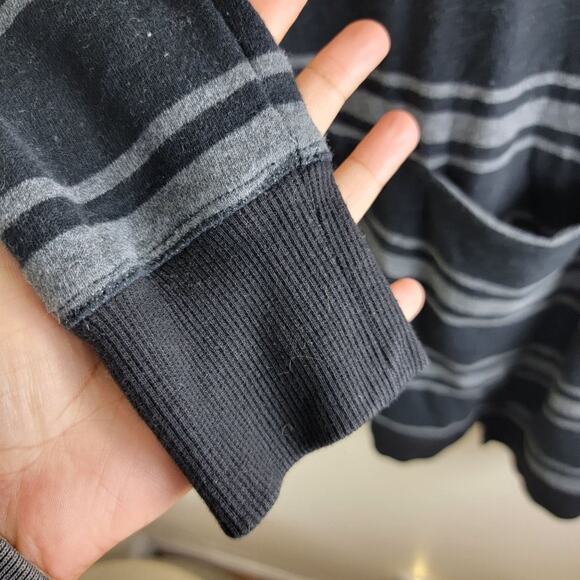 Hatley Stripe Knit Sweater Dress size S Black Ribbed Hem V-Neck - Picture 7 of 11